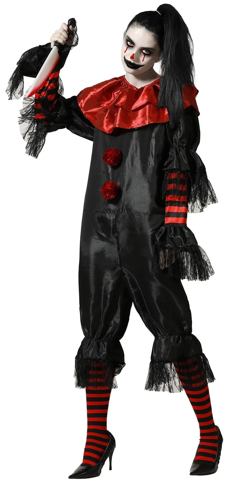 Disfraz de Payasa Asesina Negro y Rojo para Mujer Payasos Asesinos Atosa